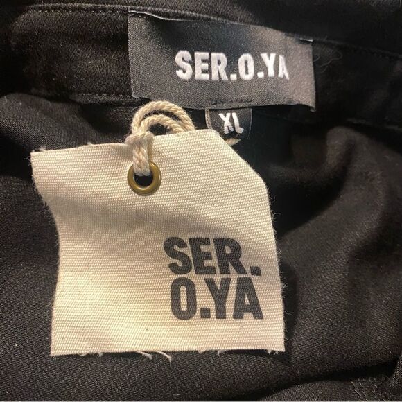 SER.O.YA Dee Dee Black denim Flares Jumpsuit bell bottom stretch zip NWT XL - Picture 12 of 12